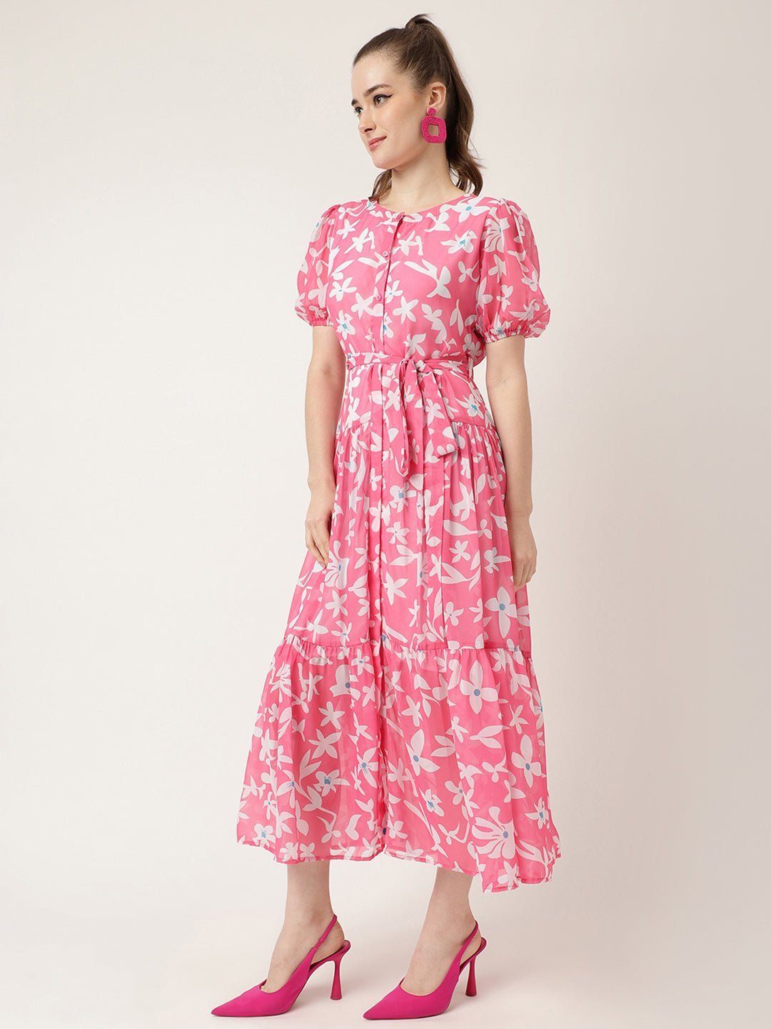 Cadillac Pink Floral Maxi Dress - Masakali.Co®