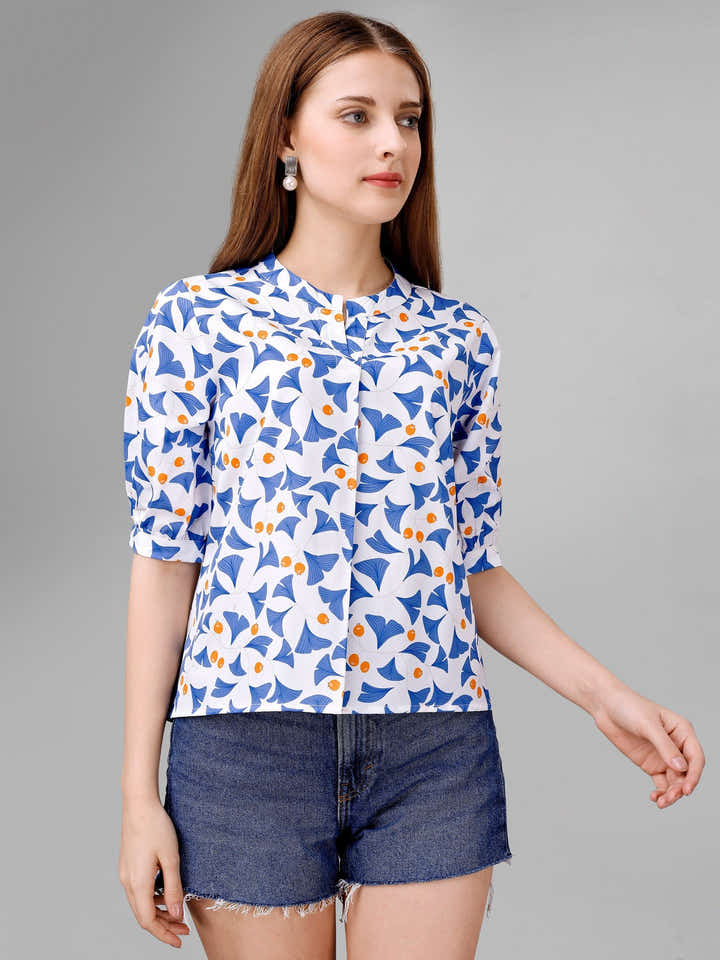 Catskill White Blue Womens Top - Masakali.Co®