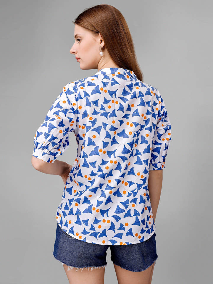 Catskill White Blue Womens Top - Masakali.Co®