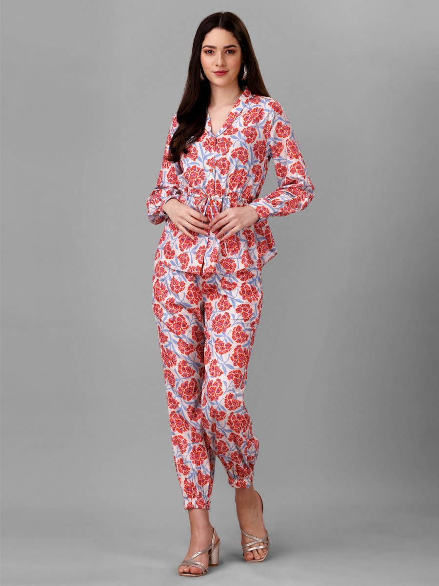 Co-Ords for Women Red Floral - Masakali.Co®