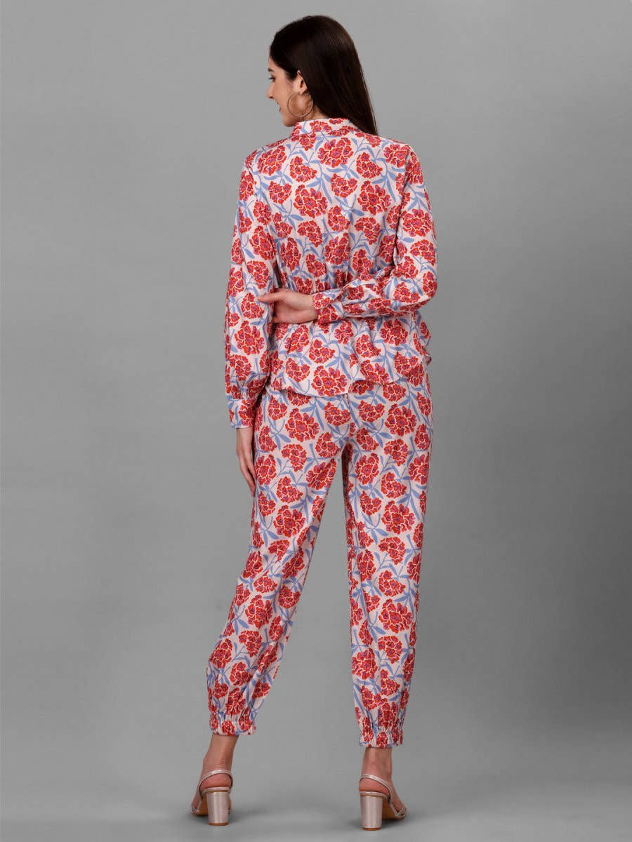 Co-Ords for Women Red Floral - Masakali.Co®