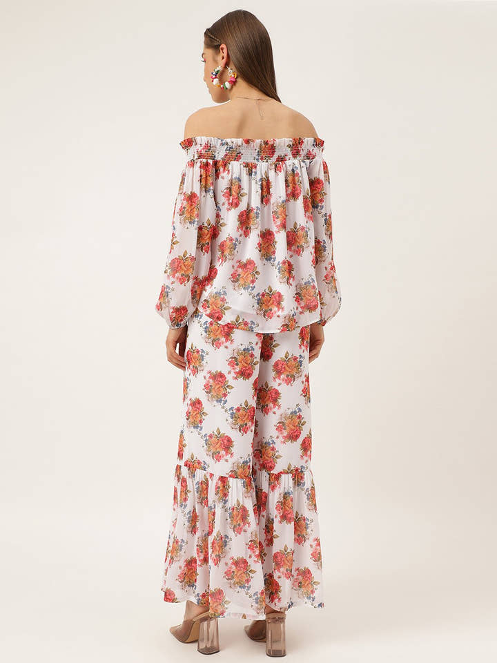 Co-Ords for Women White Floral - Masakali.Co®