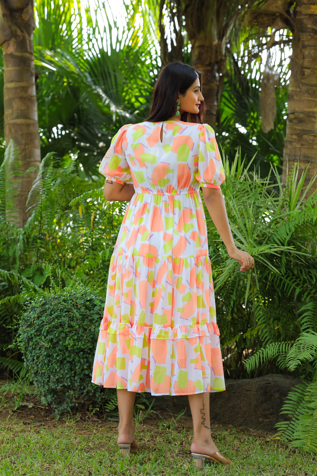 Conifer & Salmon Peach Maxi Dress - Masakali.Co®