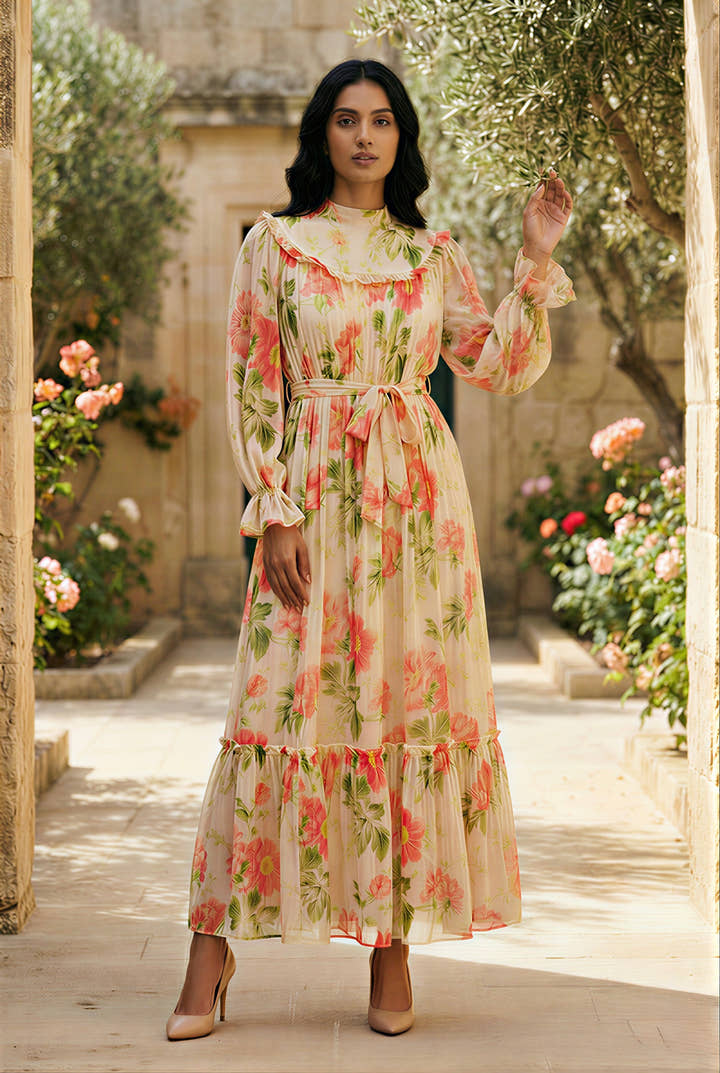Camille Peach Maxi Dress