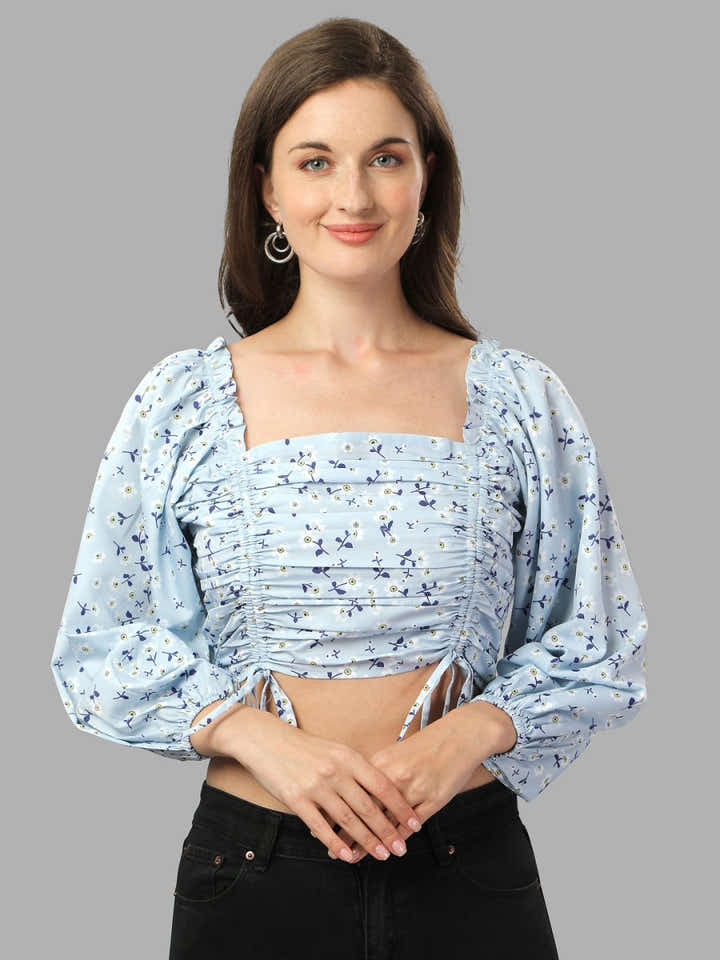 Crop top for Women western wear sky blue - Masakali.Co®