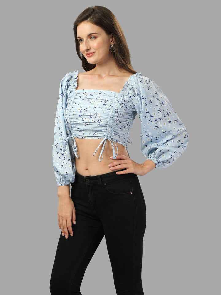 Crop top for Women western wear sky blue - Masakali.Co®
