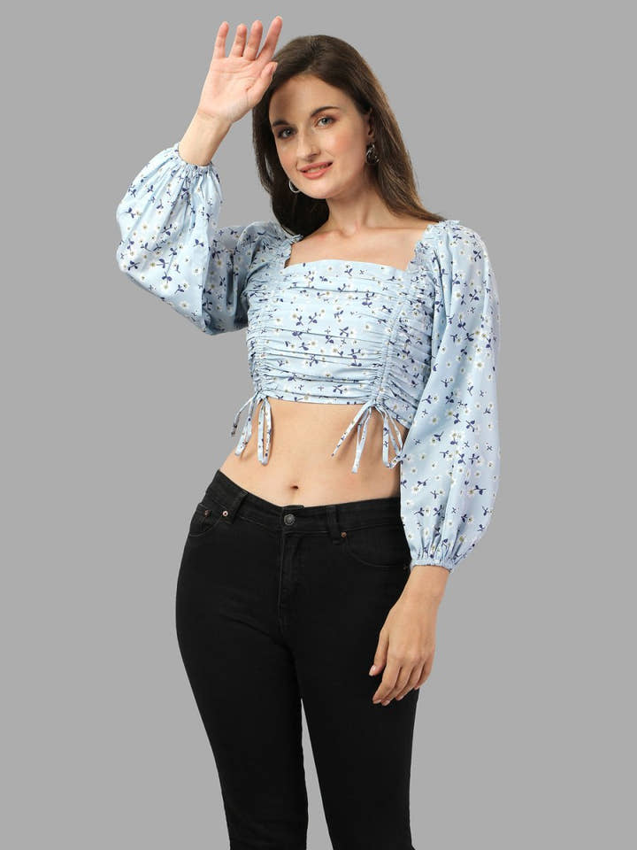 Crop top for Women western wear sky blue - Masakali.Co®