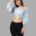 Crop top for Women western wear sky blue