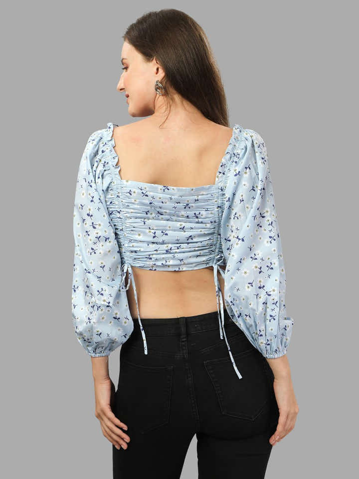 Crop top for Women western wear sky blue - Masakali.Co®