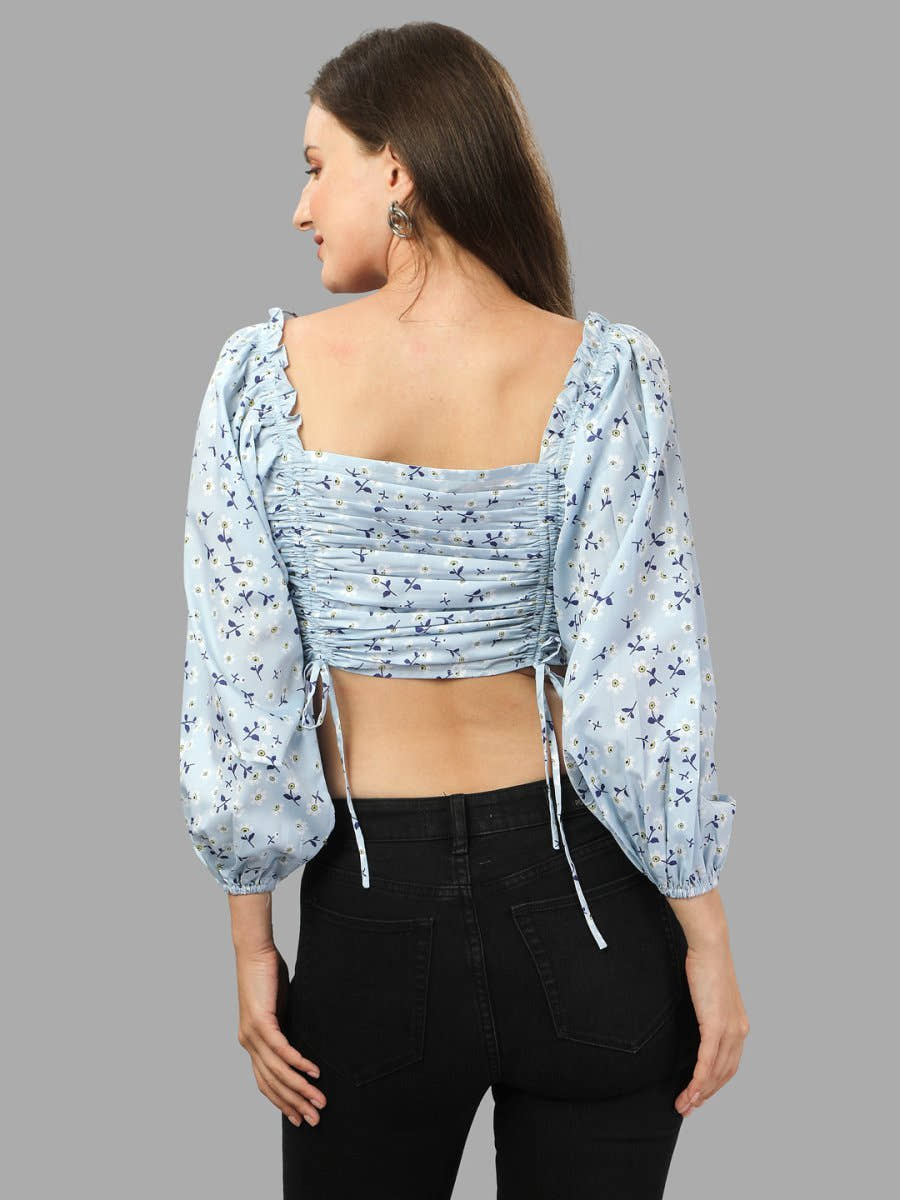 Crop top for Women western wear sky blue - Masakali.Co®