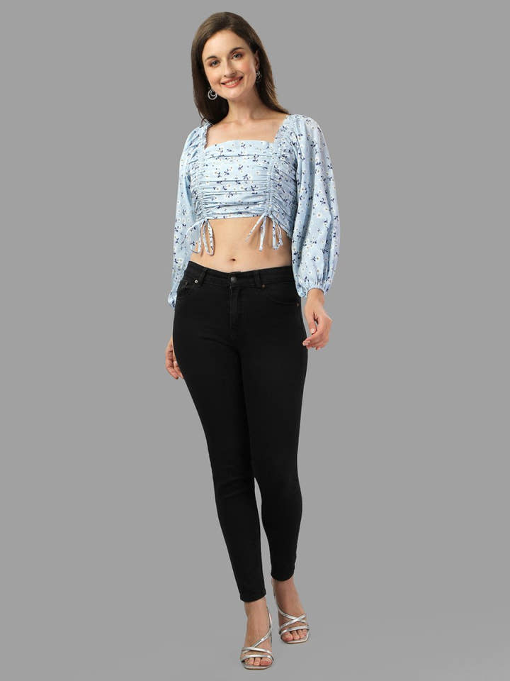 Crop top for Women western wear sky blue - Masakali.Co®