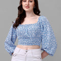 crop tops for Women western wear blue