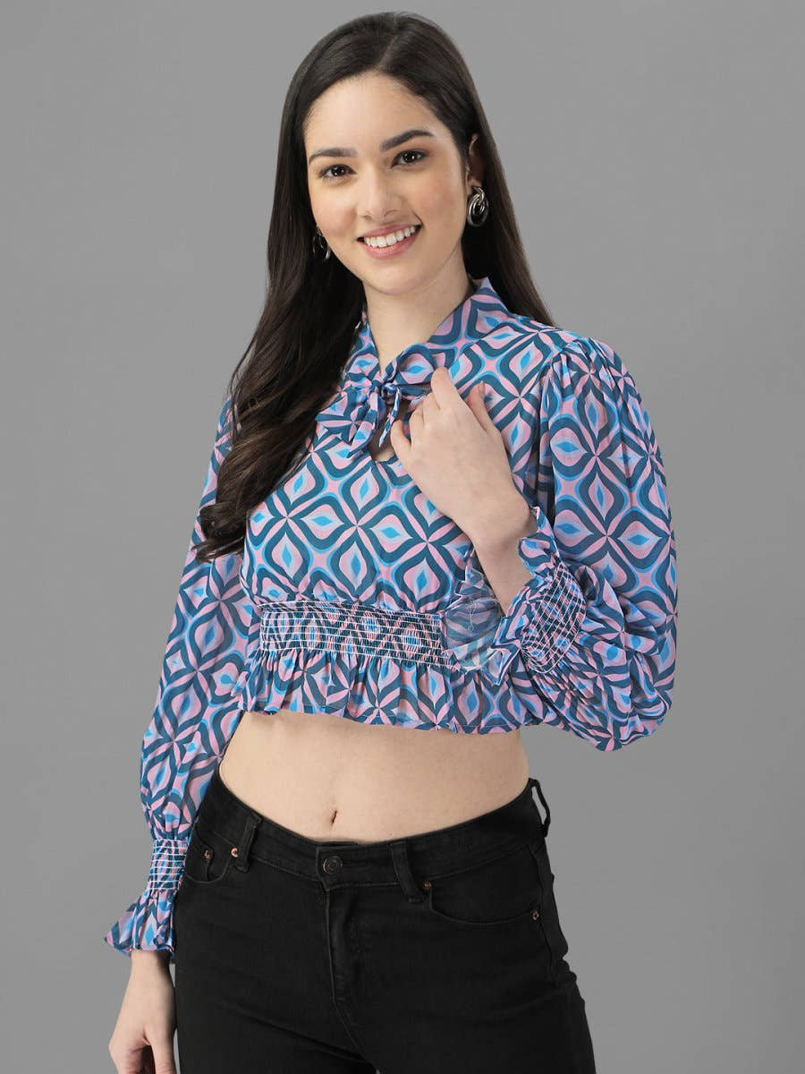 Crop tops for Women western wear Blue - Masakali.Co®