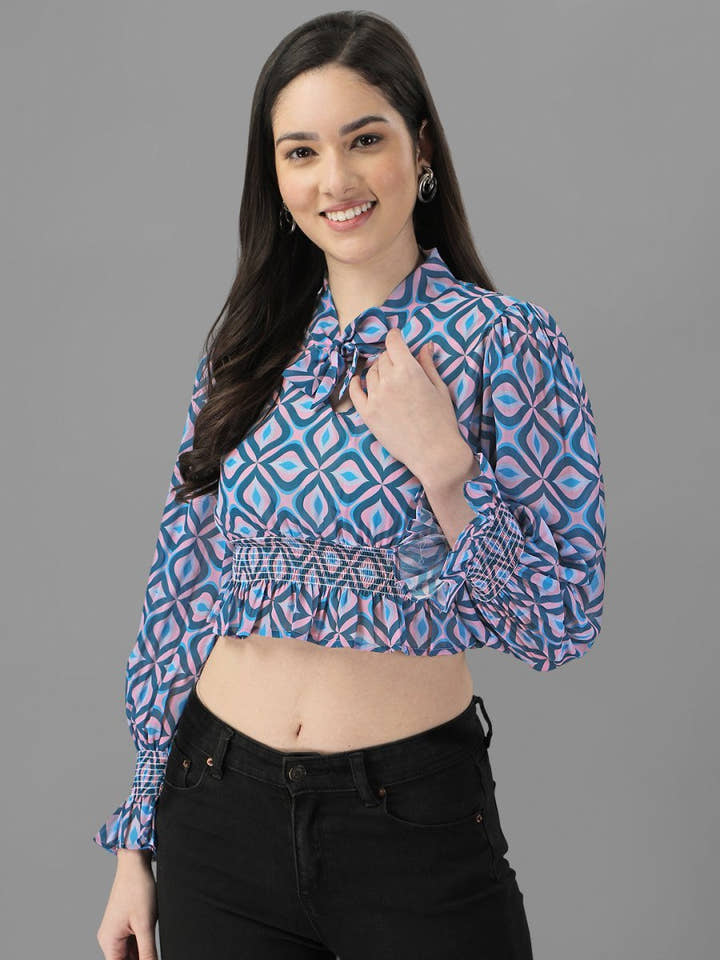 Crop tops for Women western wear Blue - Masakali.Co®