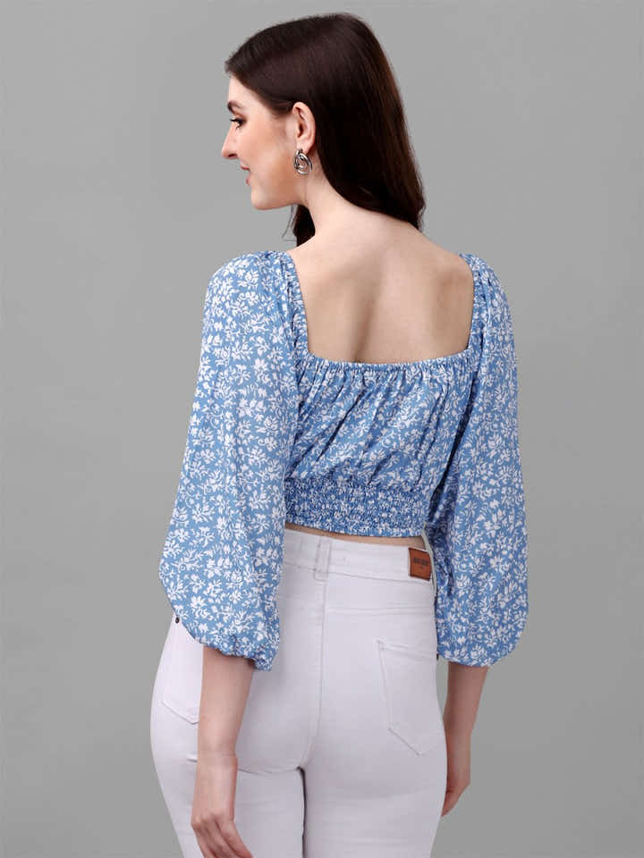 crop tops for Women western wear blue - Masakali.Co®
