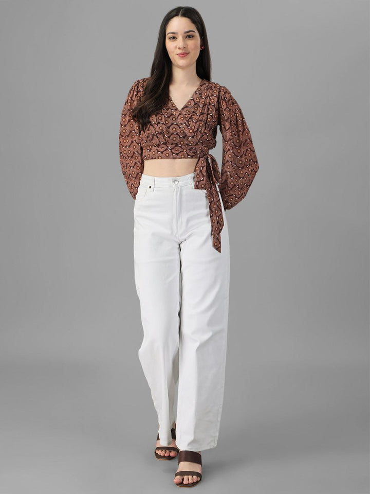 crop tops for Women western wear Brown - Masakali.Co®