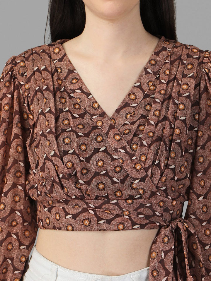 crop tops for Women western wear Brown - Masakali.Co®