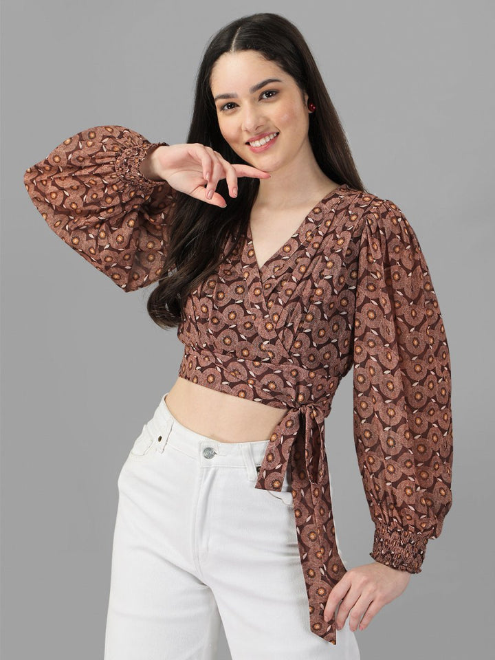 crop tops for Women western wear Brown - Masakali.Co®