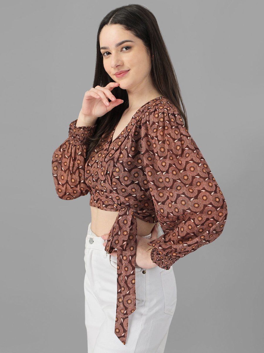 crop tops for Women western wear Brown - Masakali.Co®