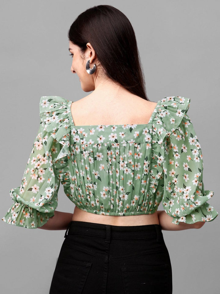 crop tops for Women western wear green - Masakali.Co®