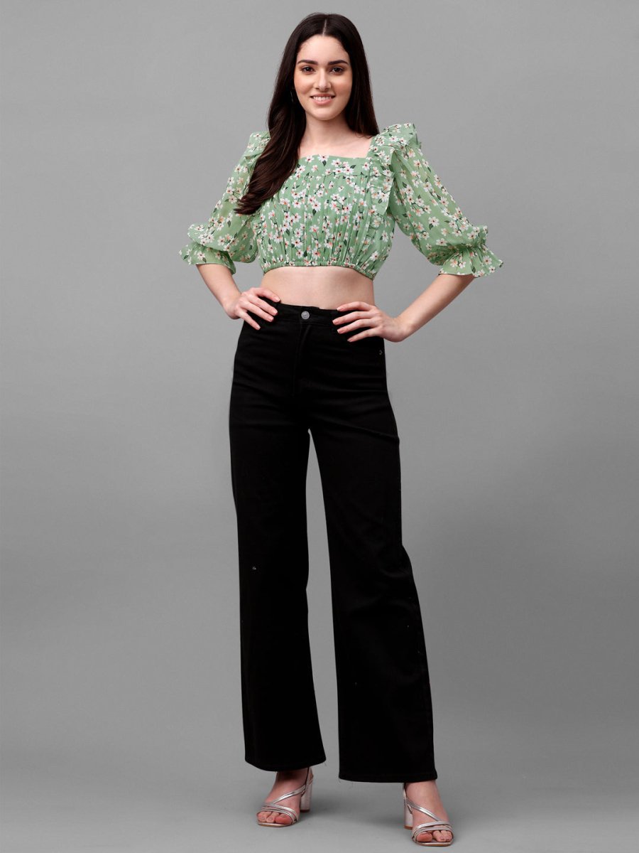 crop tops for Women western wear green - Masakali.Co®