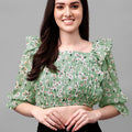 crop tops for Women western wear green