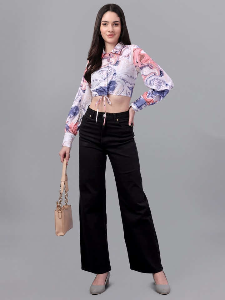 crop tops for Women western wear Marble Pink - Masakali.Co®