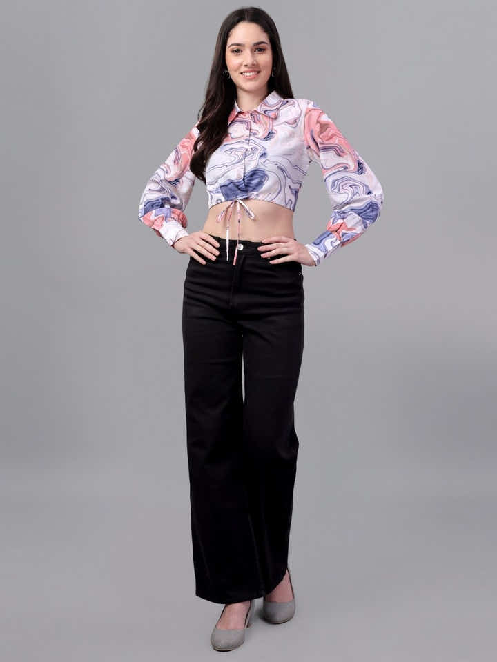 crop tops for Women western wear Marble Pink - Masakali.Co®