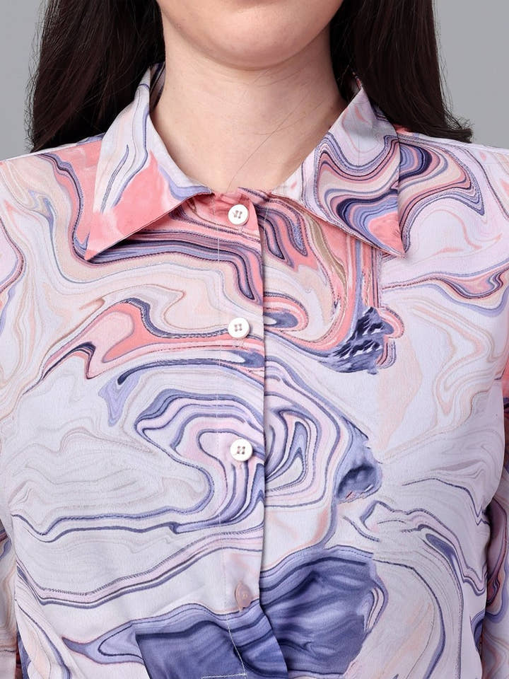 crop tops for Women western wear Marble Pink - Masakali.Co®