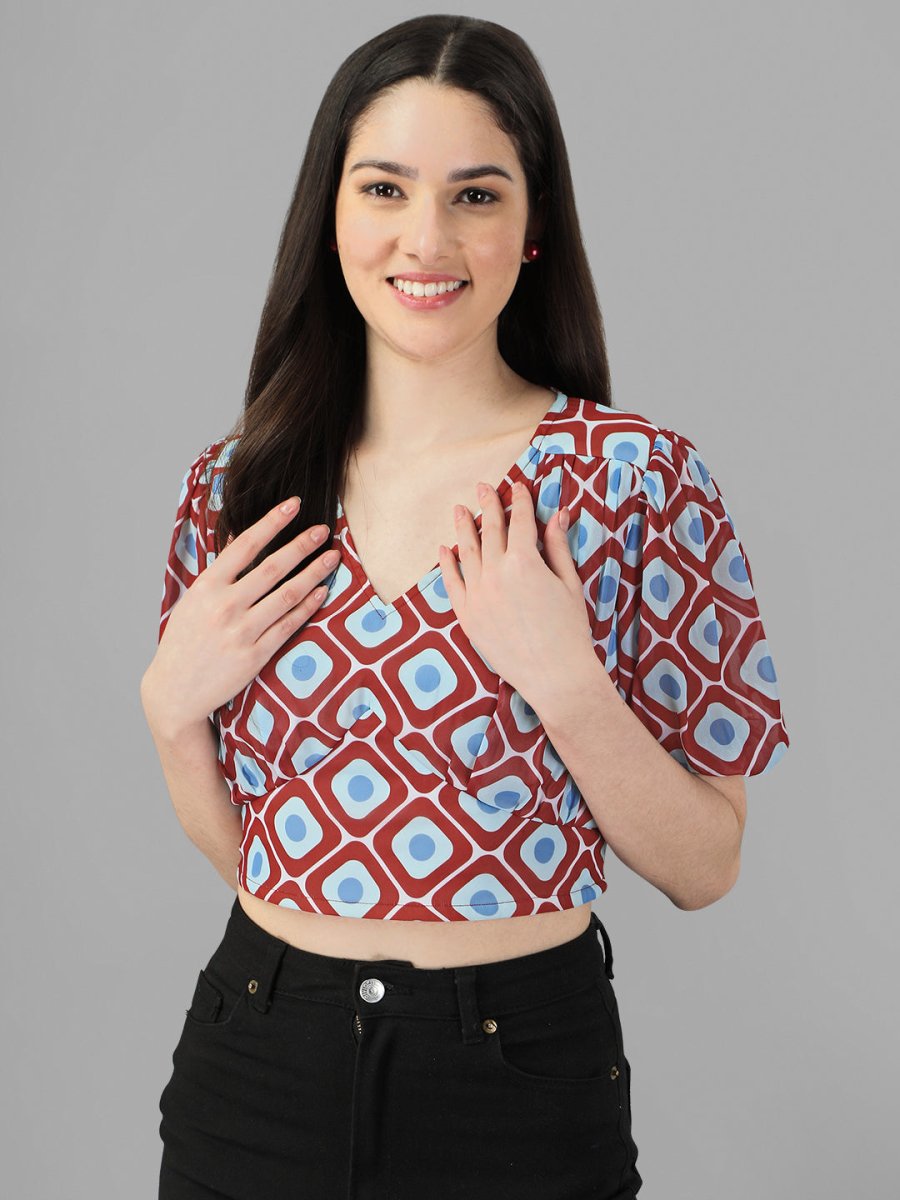 crop tops for Women western wear Maroon - Masakali.Co®