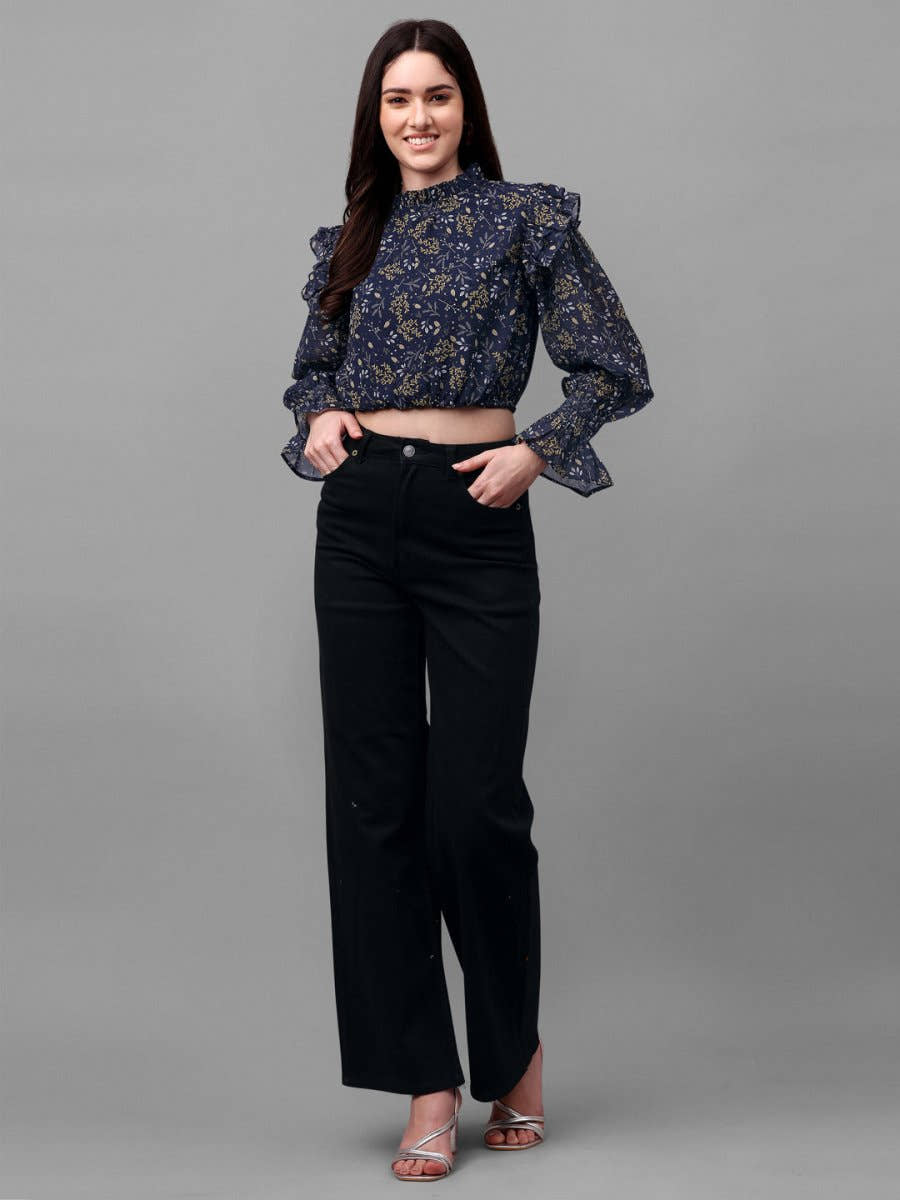 crop tops for Women western wear navy blue - Masakali.Co®