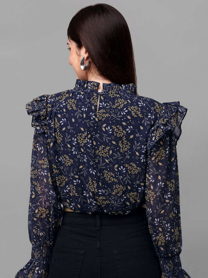 crop tops for Women western wear navy blue - Masakali.Co®