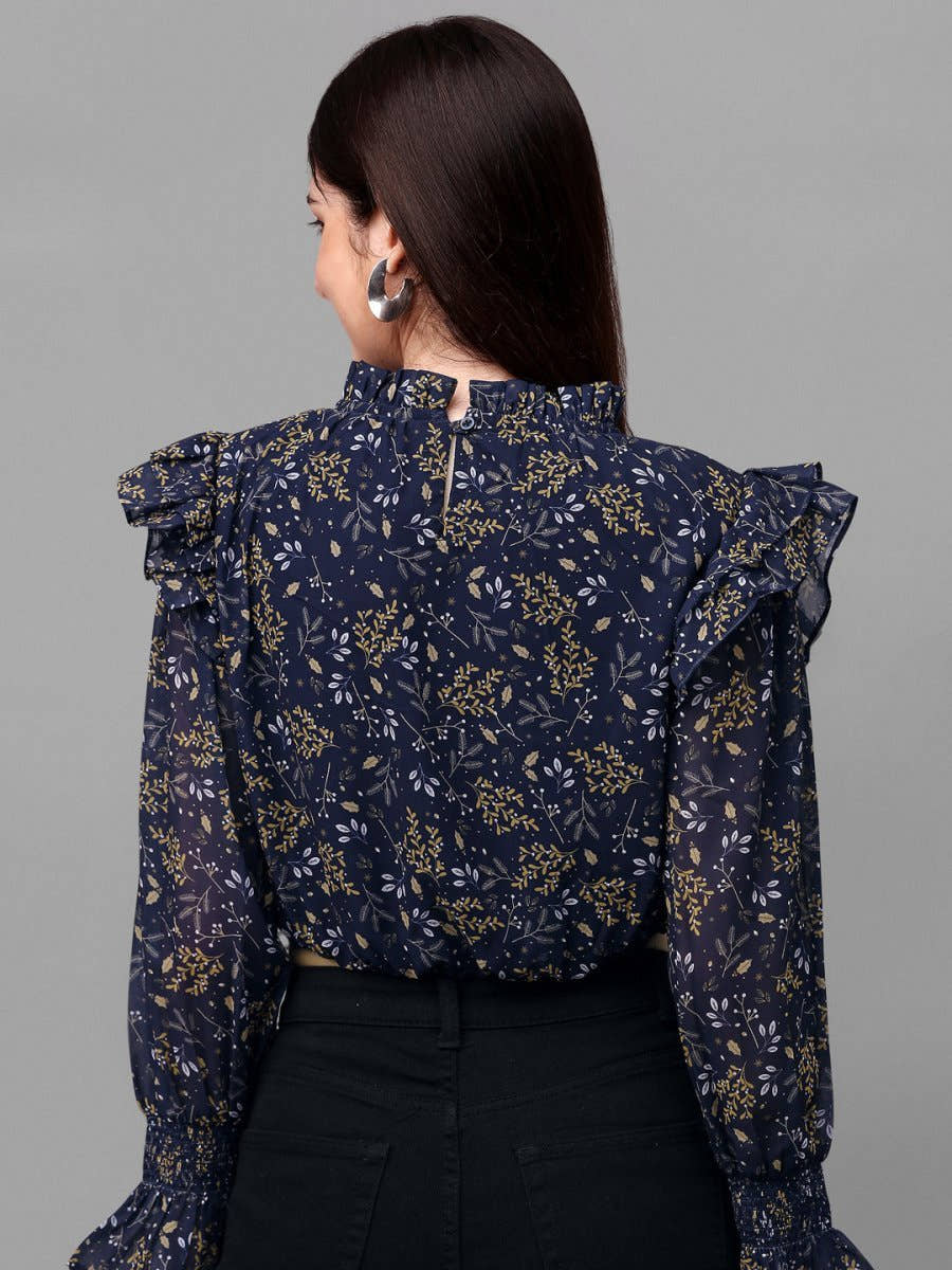 crop tops for Women western wear navy blue - Masakali.Co®