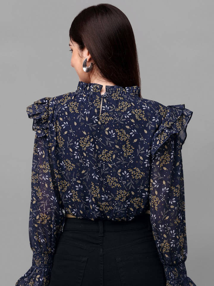 crop tops for Women western wear navy blue - Masakali.Co®