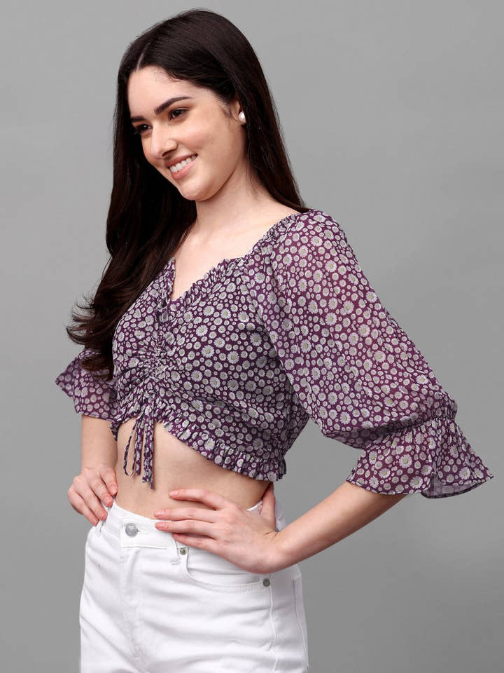 crop tops for Women western wear purple - Masakali.Co®