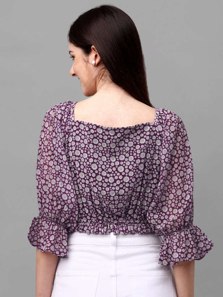 crop tops for Women western wear purple - Masakali.Co®