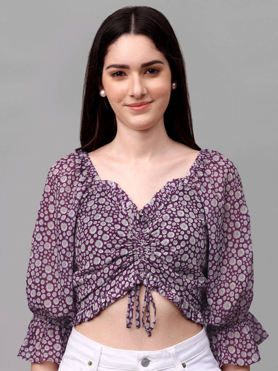 crop tops for Women western wear purple - Masakali.Co®
