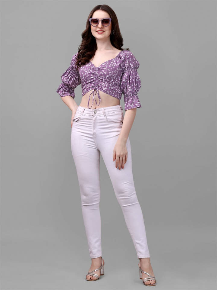 crop tops for Women western wear purple - Masakali.Co®