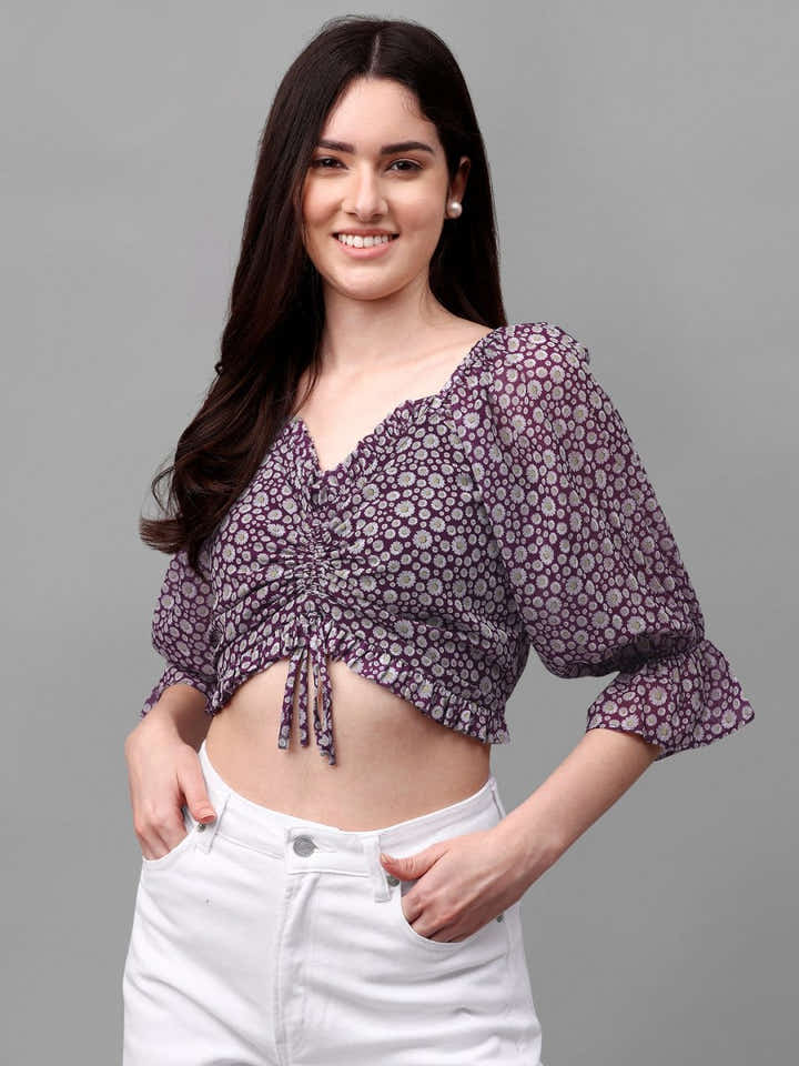 crop tops for Women western wear purple - Masakali.Co®