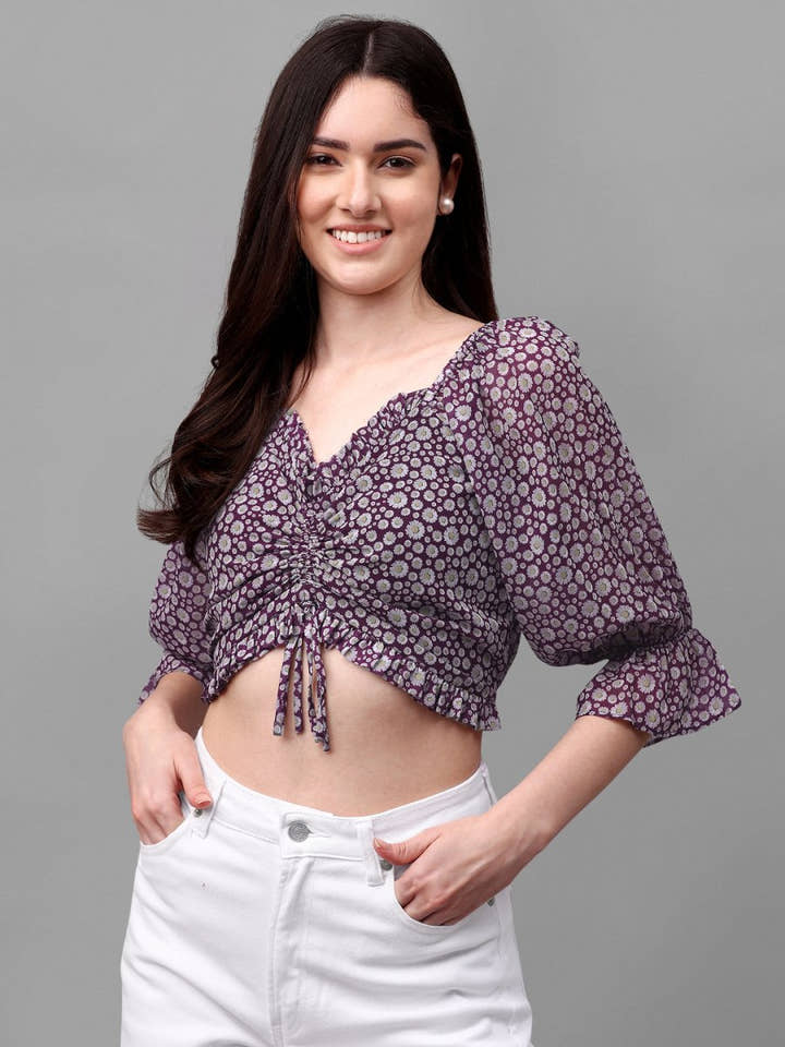 crop tops for Women western wear purple - Masakali.Co®