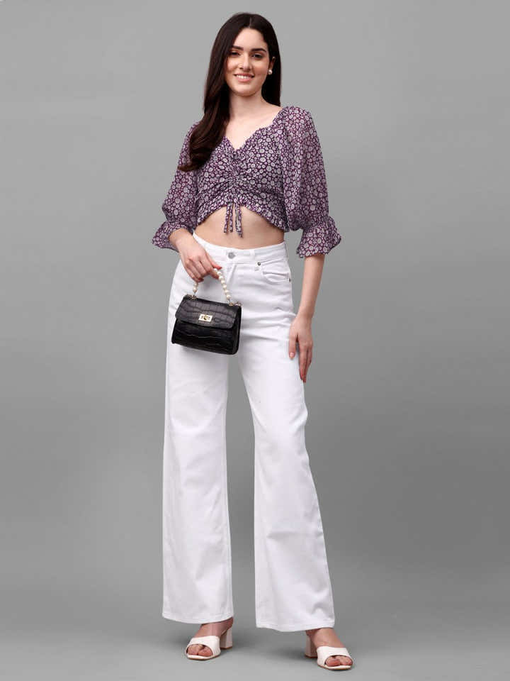 crop tops for Women western wear purple - Masakali.Co®