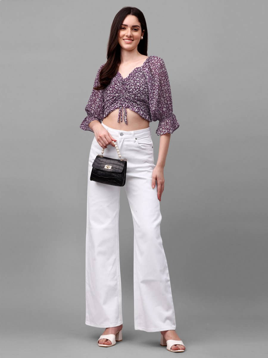 crop tops for Women western wear purple - Masakali.Co®