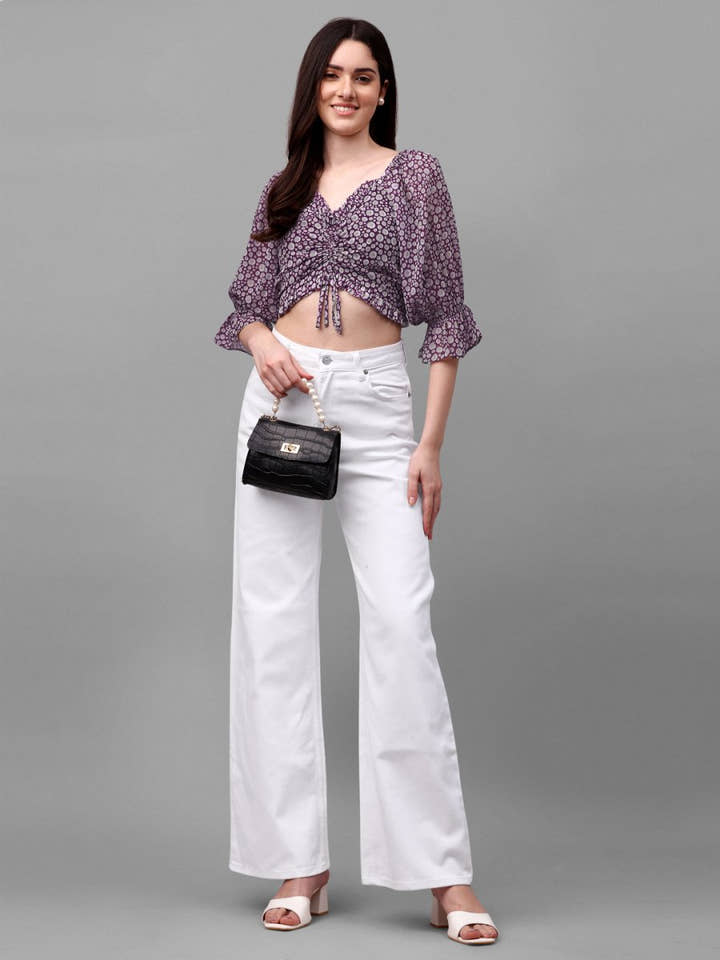 crop tops for Women western wear purple - Masakali.Co®