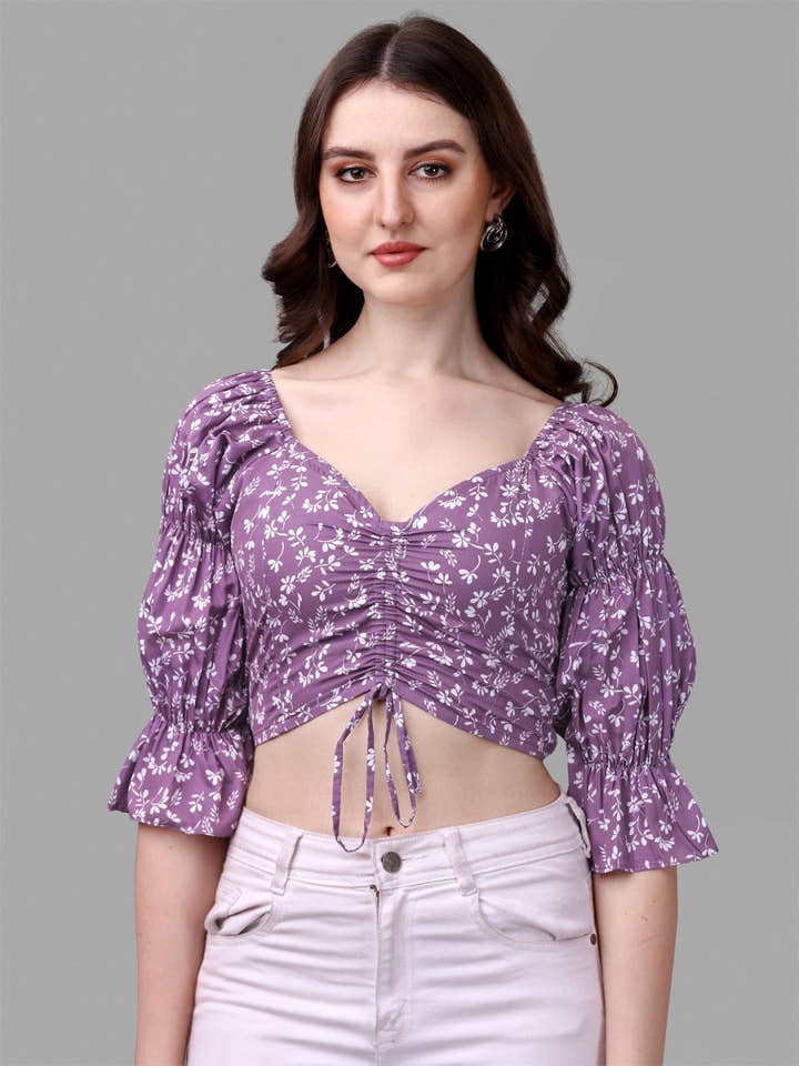 crop tops for Women western wear purple - Masakali.Co®