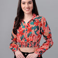 crop tops for Women western wear red