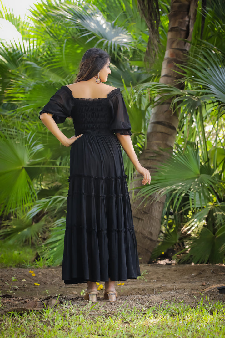 Dark Black Maxi Dress - Masakali.Co®