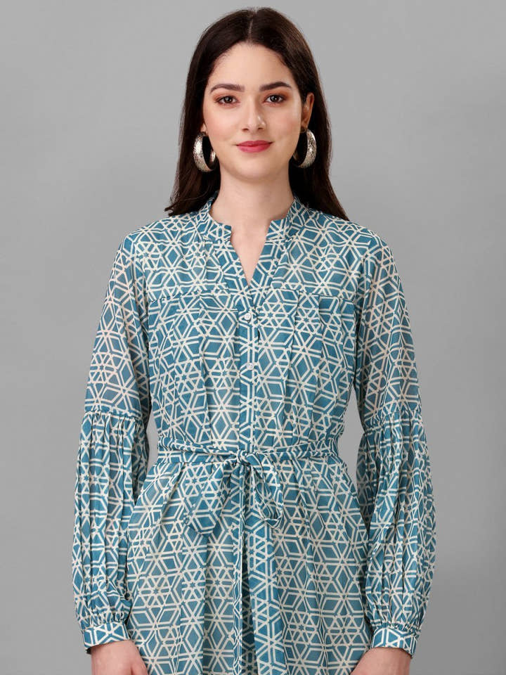 dresses for Women western wear Abstract Bottle Green Maxi Dress - Masakali.Co®