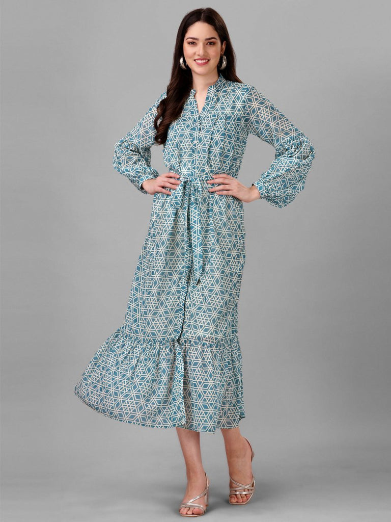 green emerald velvet dress Dark Green Knee-Length Indo Western Dress main image 0