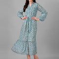 dresses for Women western wear Abstract Bottle Green Maxi Dress