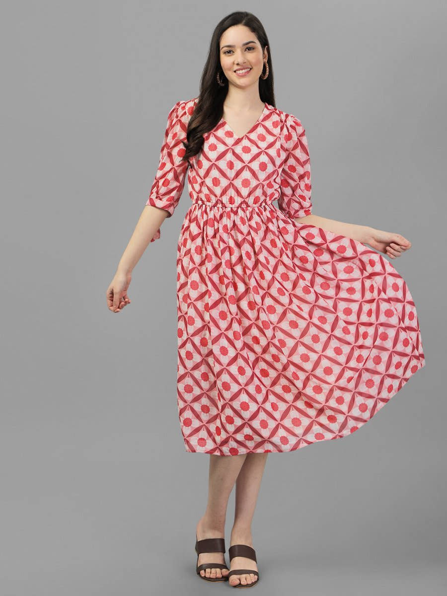 dresses for Women western wear Abstract Dark Pink Maxi Dress - Masakali.Co®